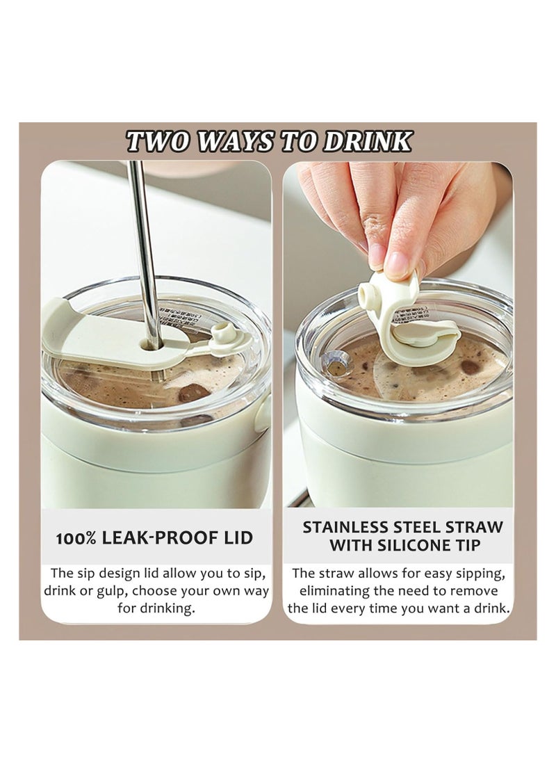 Coffee Mug with Handle, 480ML Double Layer Vacuum Straw Travel Coffee Mug, Stainless Steel Insulated Mug, Home and Office Travel Coffee Mug Insulated Mugs
