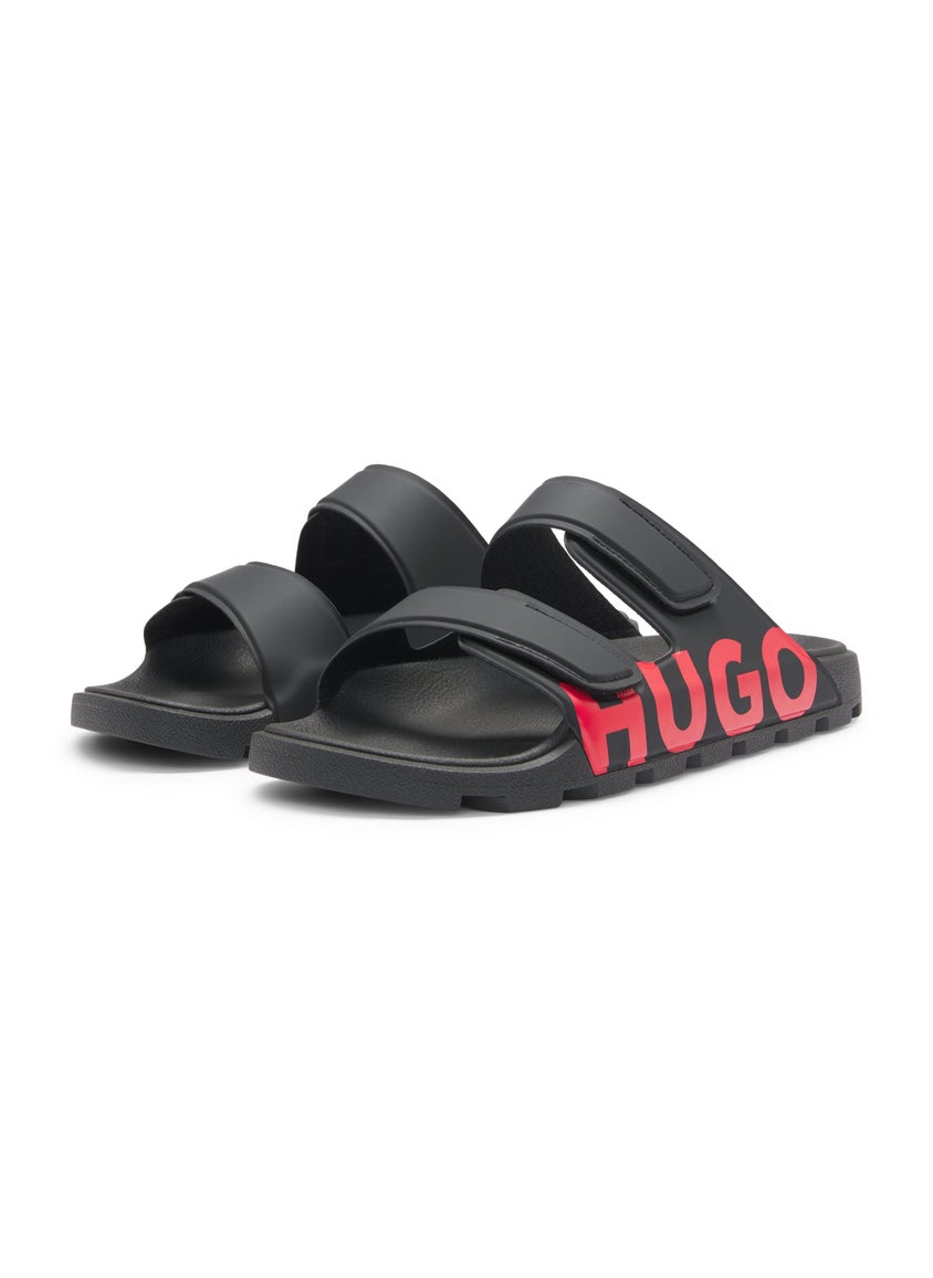 Logo sandals with double touch-closure straps