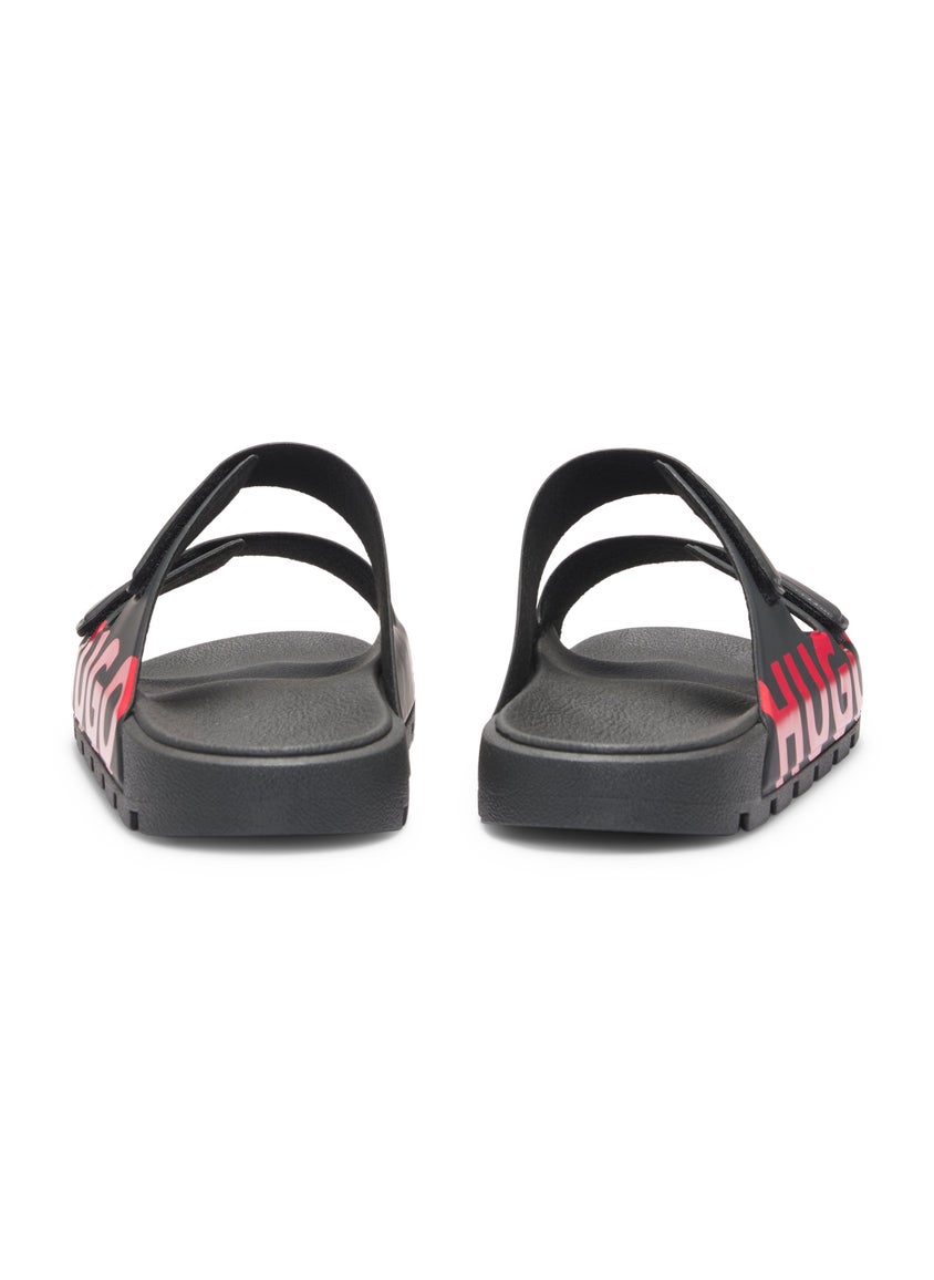 Logo sandals with double touch-closure straps