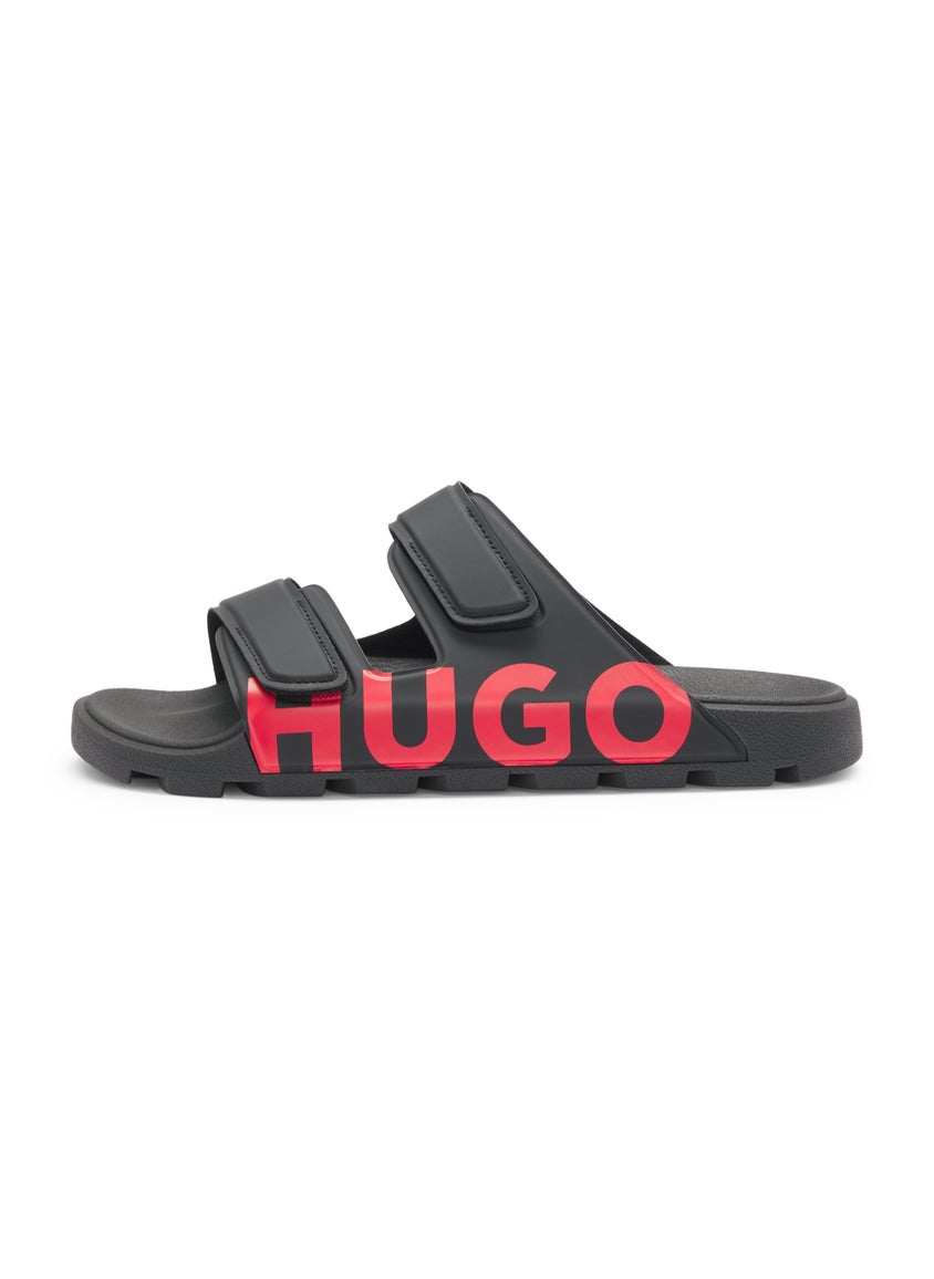 Logo sandals with double touch-closure straps