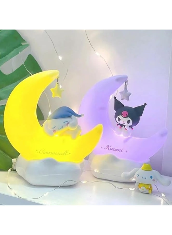 Cute anime character LED night light, Kuromi Cinnamoroll Melody Kawaii room night light, rechargeable desk shelf ornament bedside light