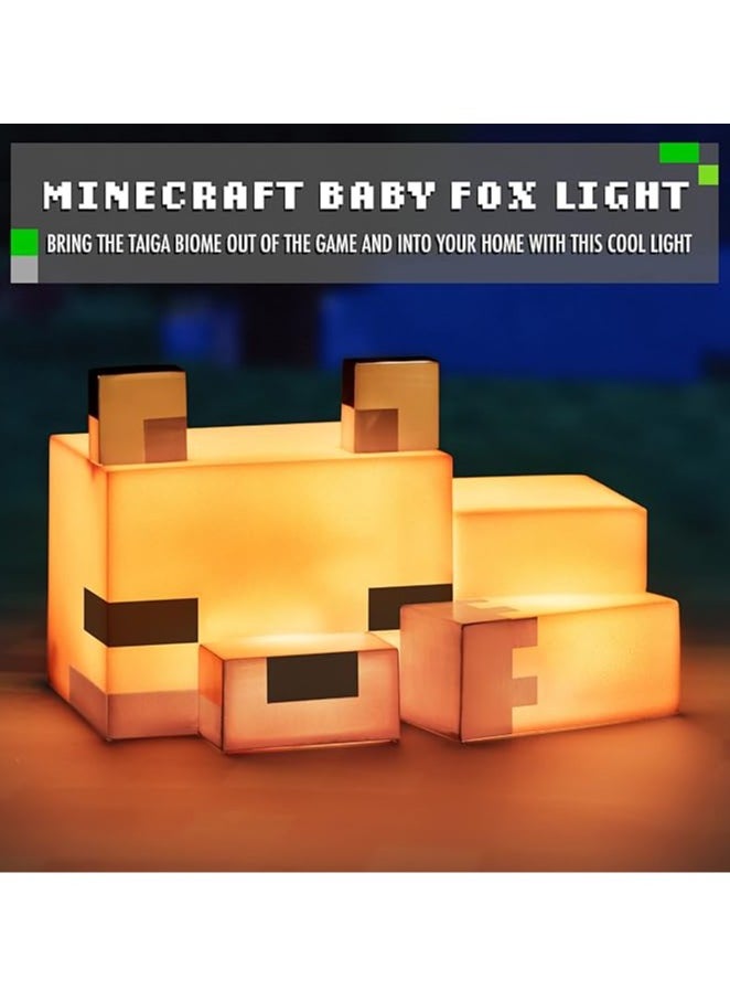 Minecraft Cute Fox Night Light, soft orange glow, officially licensed Minecraft decoration and table lamp for playrooms or kids and teens bedrooms