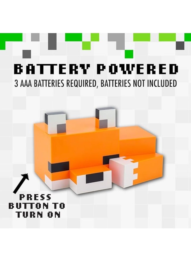 Minecraft Cute Fox Night Light, soft orange glow, officially licensed Minecraft decoration and table lamp for playrooms or kids and teens bedrooms