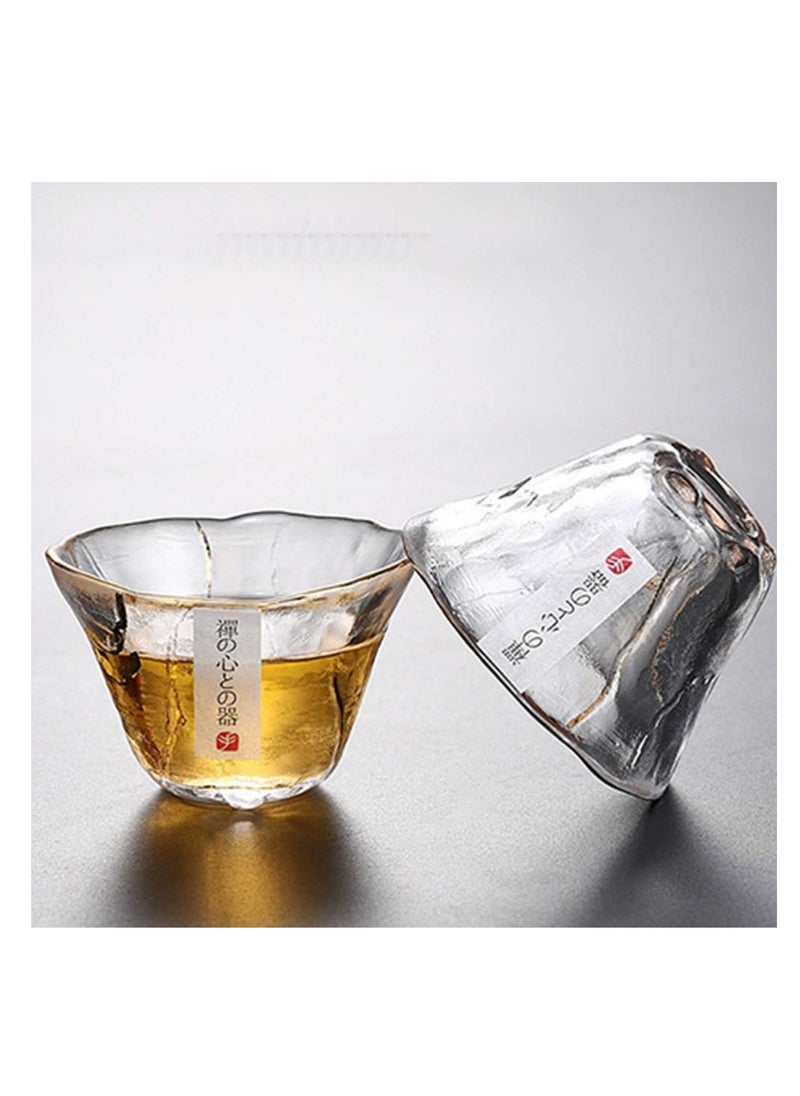 Glass Sake Cups Heat Resistant Tea Cup Elegant Sake Shot Cups Serving Healthy and Transparent Glass Material Ideal for Cold Sake Tea Various Beverages Great for Parties and Weddings 4Pcs