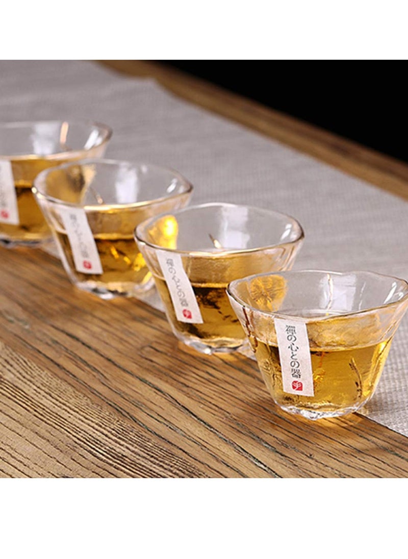 Glass Sake Cups Heat Resistant Tea Cup Elegant Sake Shot Cups Serving Healthy and Transparent Glass Material Ideal for Cold Sake Tea Various Beverages Great for Parties and Weddings 4Pcs