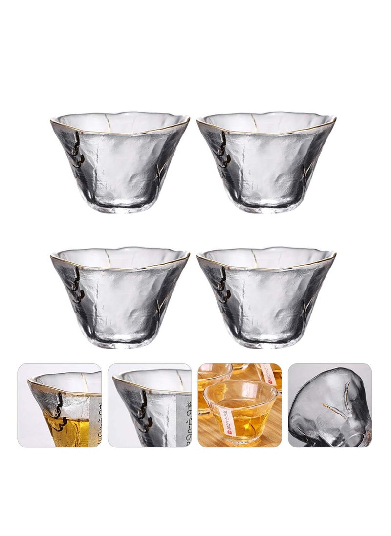Glass Sake Cups Heat Resistant Tea Cup Elegant Sake Shot Cups Serving Healthy and Transparent Glass Material Ideal for Cold Sake Tea Various Beverages Great for Parties and Weddings 4Pcs
