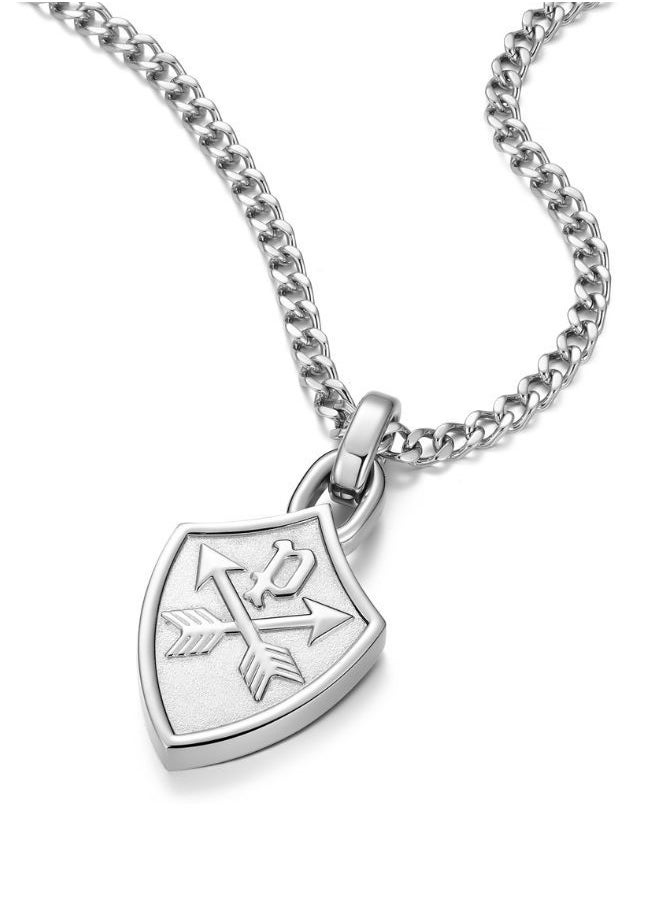 Heritage Crest Necklace For Men Silver Color
