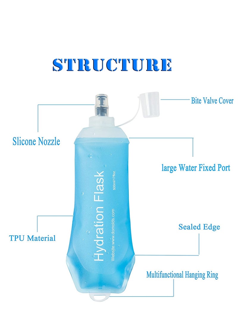 Soft Flask TPU Foldable Running Hydration Flask Soft Collapsible Water Bottle for Hydration Pack Cycling Marathon Running Hiking