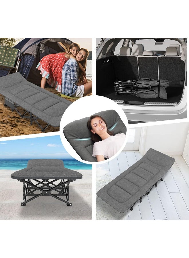 Folding Camping Cot for Adults with Mattress Adjustable 5-Position Portable Folding Camping Bed Sleeping Cot with Pillow Lightweight Cots for Camping Home Office Nap