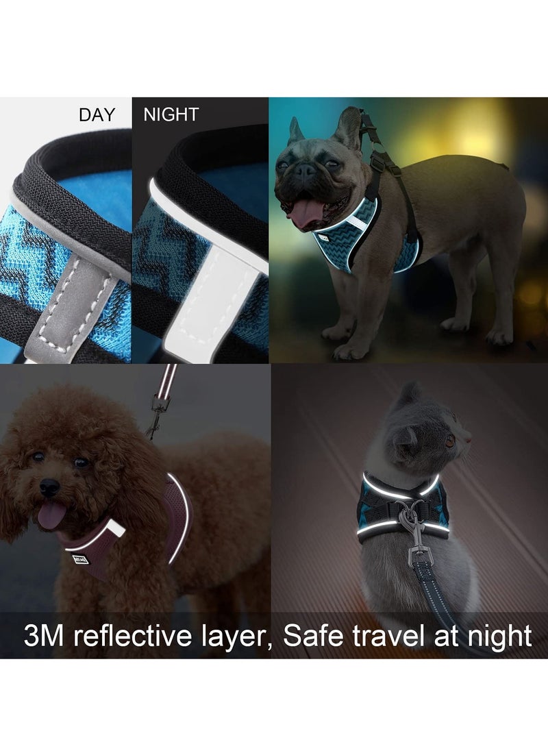 Step-in Air Dog Harness and Leash No Pull, Reflective Breathable Pet Harness, Adjustable Comfortable Soft Padded Vest Easy Control for Puppy Small Medium Dogs Cats, Black L