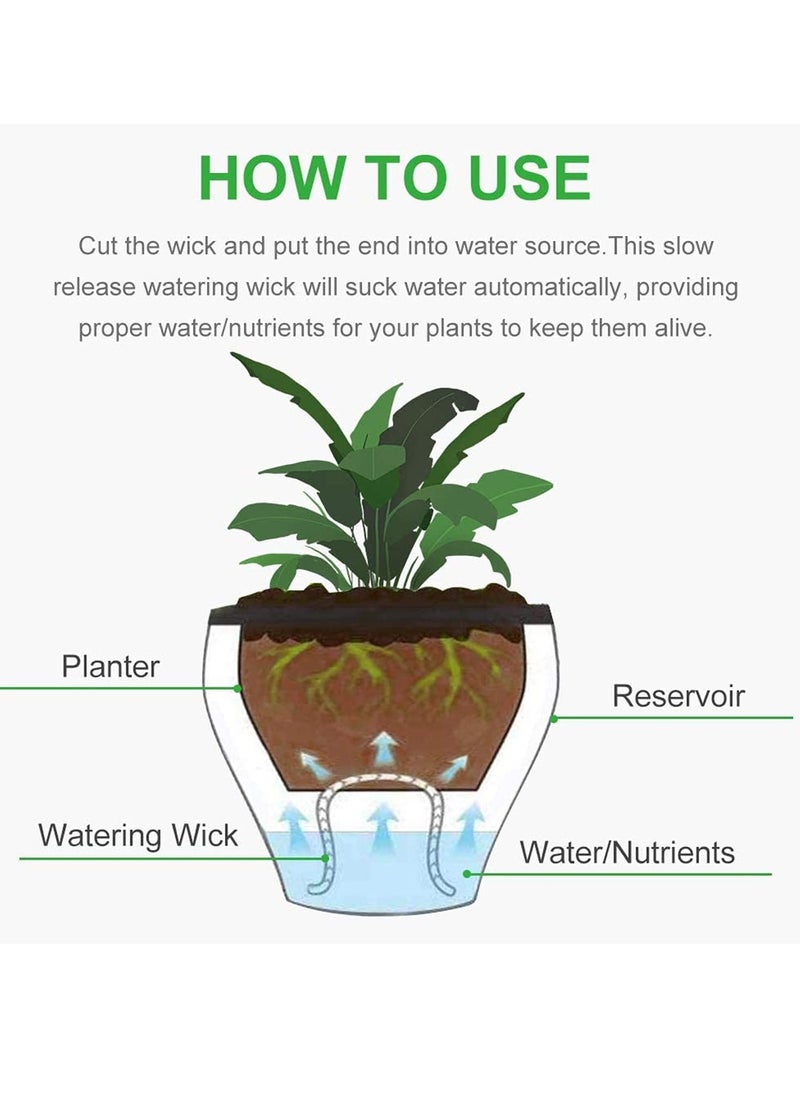 60 Feet 1/6 Inches Self Watering Wick Cord Cotton String Rope with 10 Pcs Plant Labels for Vacation Potted Plant Sitter DIY Automatic Watering Device System Auto Drip Irrigation Waterer