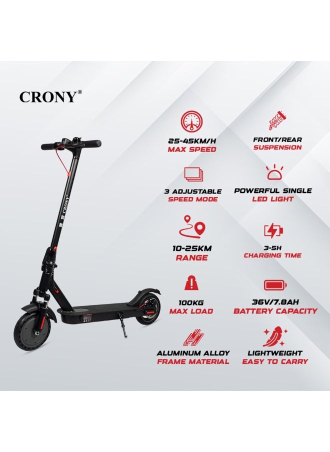 W563 High Speed 250w Motor E-Scooter 25-45km/H Speed, 36v/7.8ah Battery, 10-25km Range, Front Suspension, Rear Disc Brakes, Aluminum Alloy Frame, 100kg Max Load, Led Headlamp, App Connectivity, Foldable & Portable Electric Scooter For Adults & Kids, Electric Scooter For Commuting & Leisure, Long-Range Motorized Scooter With Easy Folding, Lightweight High-Performance Commuter Skateboard, Black