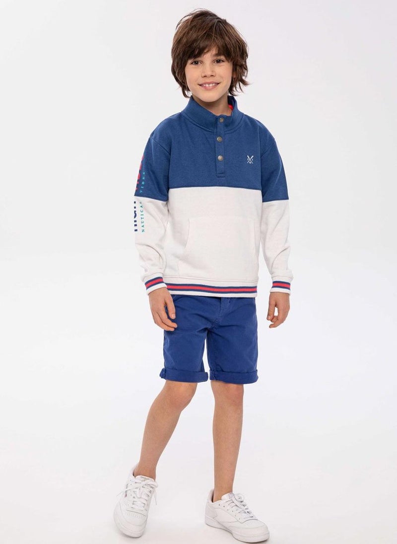 Boys Cotton Stand Collar Sweatshirt