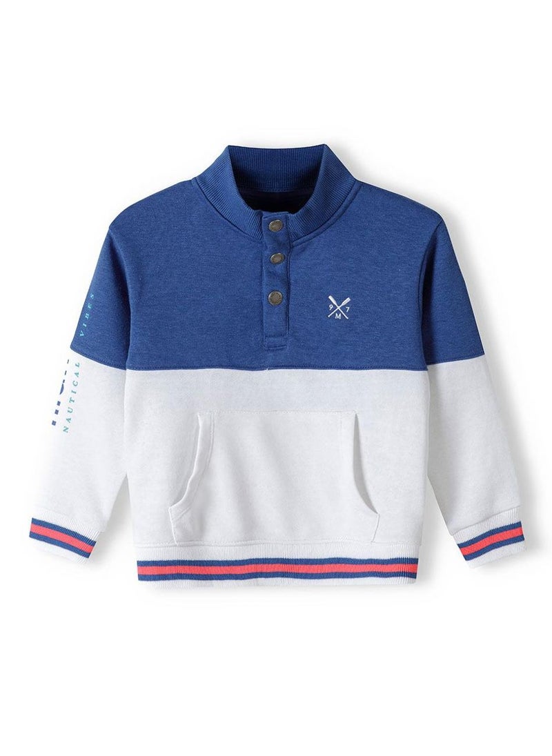 Boys' Sweatshirt with High Neck, Buttons & Pocket
