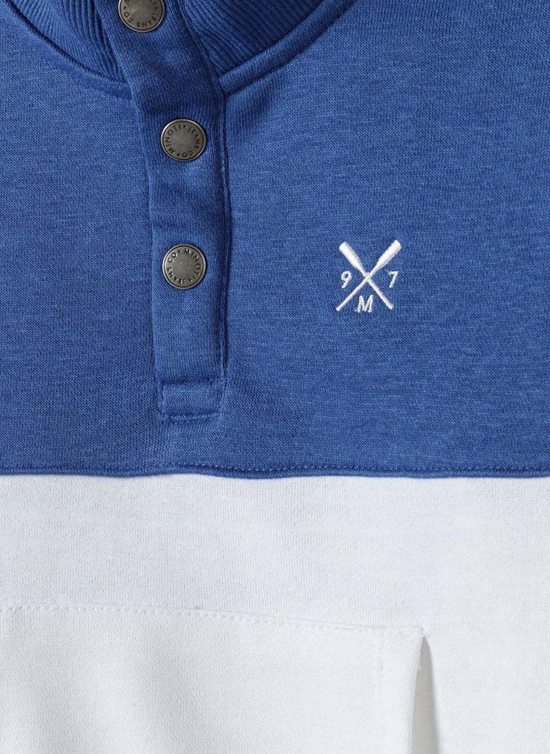 Boys' Sweatshirt with High Neck, Buttons & Pocket