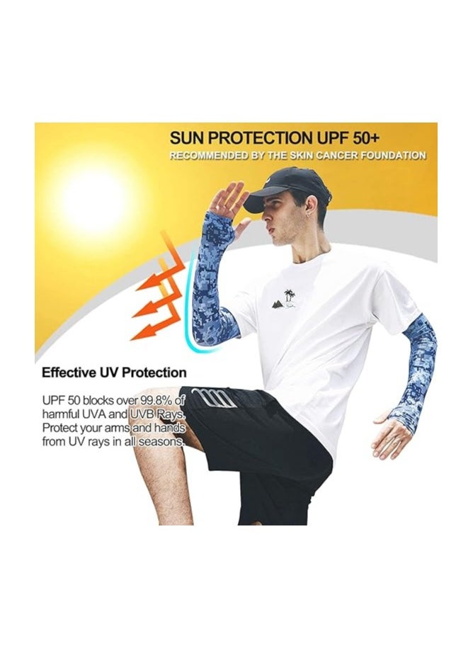 UV Protective Cooling Arm Sleeves for Men and Women, UPF 50 Compression Long Arm Sleeves for Cycling, Running, Football, Driving, Fishing, Golf, Hiking (3 Pairs)