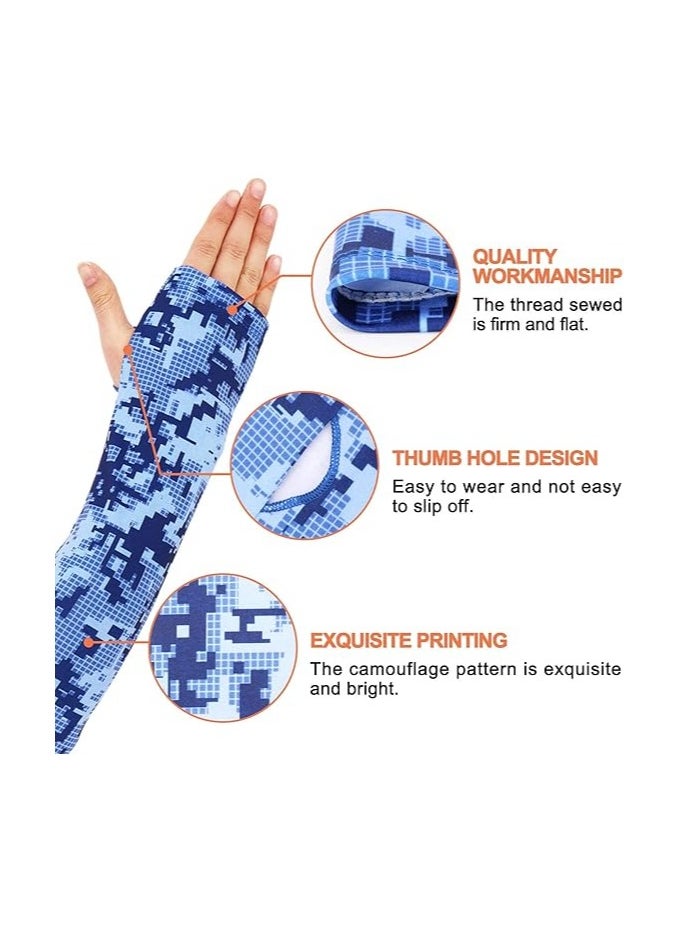 UV Protective Cooling Arm Sleeves for Men and Women, UPF 50 Compression Long Arm Sleeves for Cycling, Running, Football, Driving, Fishing, Golf, Hiking (3 Pairs)
