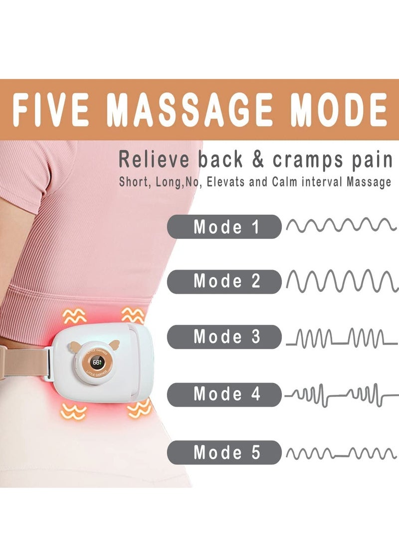 Menstrual Heating Pad for Cramps Portable Wireless Fast 4 Heat Levels and 5 Massage Modes Foldable Massage Belt for Waist Belly Back Pain Relief for Women and Girls