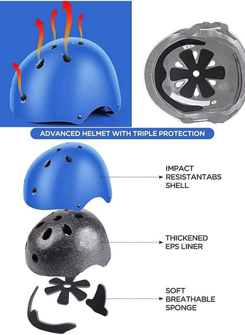 WINNER Kids Skateboard Helmet Protective Gear Set of 7 Pieces for Scooter Cycling Roller Skating Use It as Bike Helmets It has Knee Pads Elbow Pads Wrist Guards and Adjustable 100% Safety Protects You