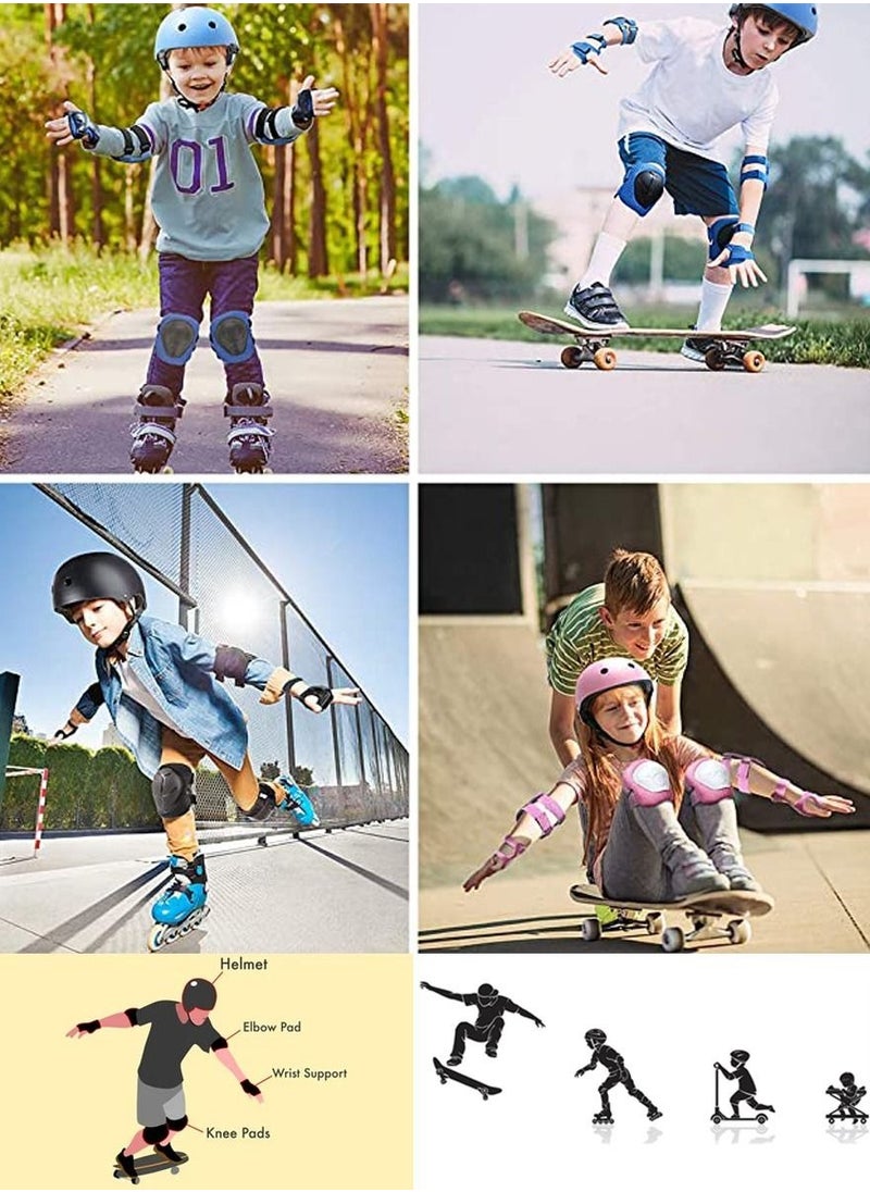 WINNER Kids Skateboard Helmet Protective Gear Set of 7 Pieces for Scooter Cycling Roller Skating Use It as Bike Helmets It has Knee Pads Elbow Pads Wrist Guards and Adjustable 100% Safety Protects You
