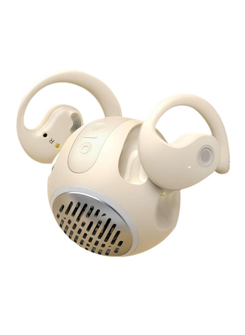 Bluetooth 5.4 2 in 1 Wireless Open Earphones and Mini Speaker Set Earhook Headphones Subwoofer (Skin Color)