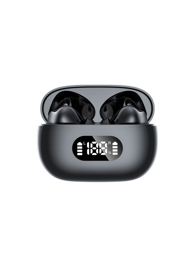 F05 Wireless Bluetooth Headset 5.3 Low Latency Long Battery Life TWS Smart LED Digital Display Sports Headset-Color:Black