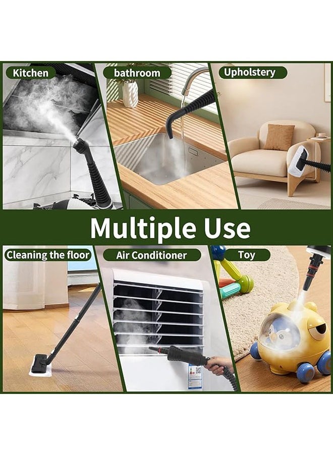 1050W Steam Mop with Detachable Handheld Cleaner - 350ml Multi-Purpose Steamer for Floors, Tiles, Windows, Couches, and Grout, Includes 16-Piece Accessory Kit