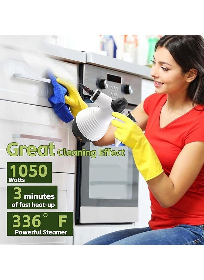 Steam Mop with Detachable Handheld Steam Cleaner,350ml 1050W Floor Steamer Cleaner for Home with 16 Accessory Kit, Multi-Purpose Steamer for Cleaning Floor, Tile, Windows, Couch, Grout,Dirt