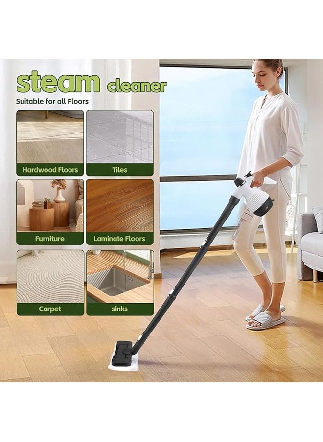 Steam Mop with Detachable Handheld Steam Cleaner,350ml 1050W Floor Steamer Cleaner for Home with 16 Accessory Kit, Multi-Purpose Steamer for Cleaning Floor, Tile, Windows, Couch, Grout,Dirt
