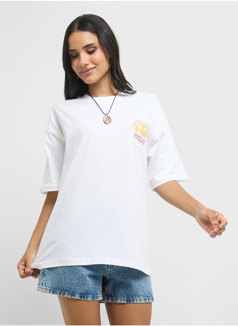 Oversize Back Print Graphic T-Shirt