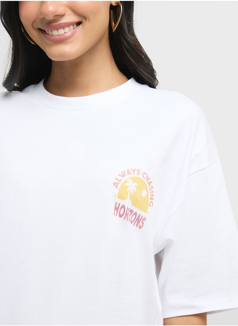 Oversize Back Print Graphic T-Shirt