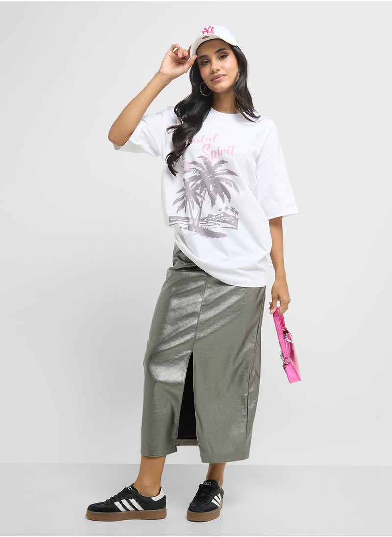 Oversize Beach Graphic T-Shirt