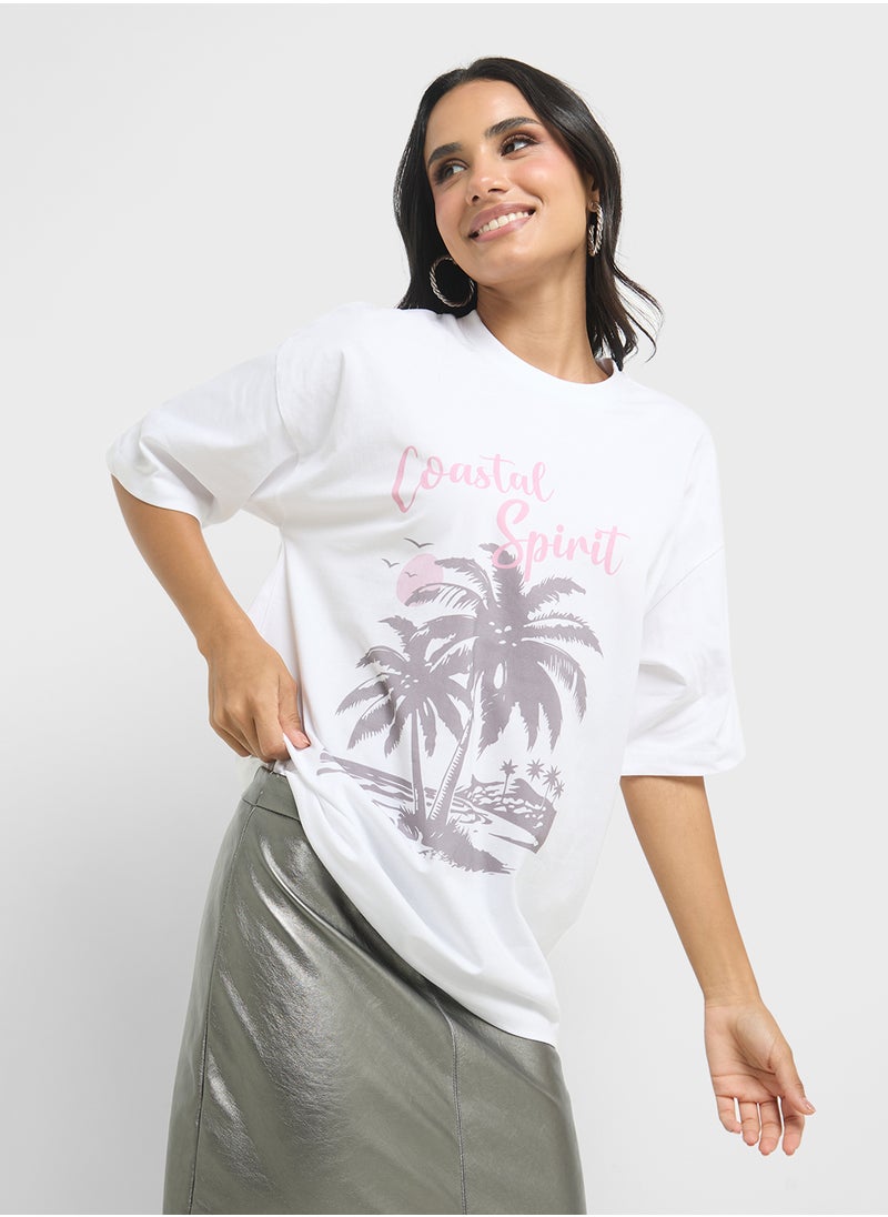 Oversize Beach Graphic T-Shirt