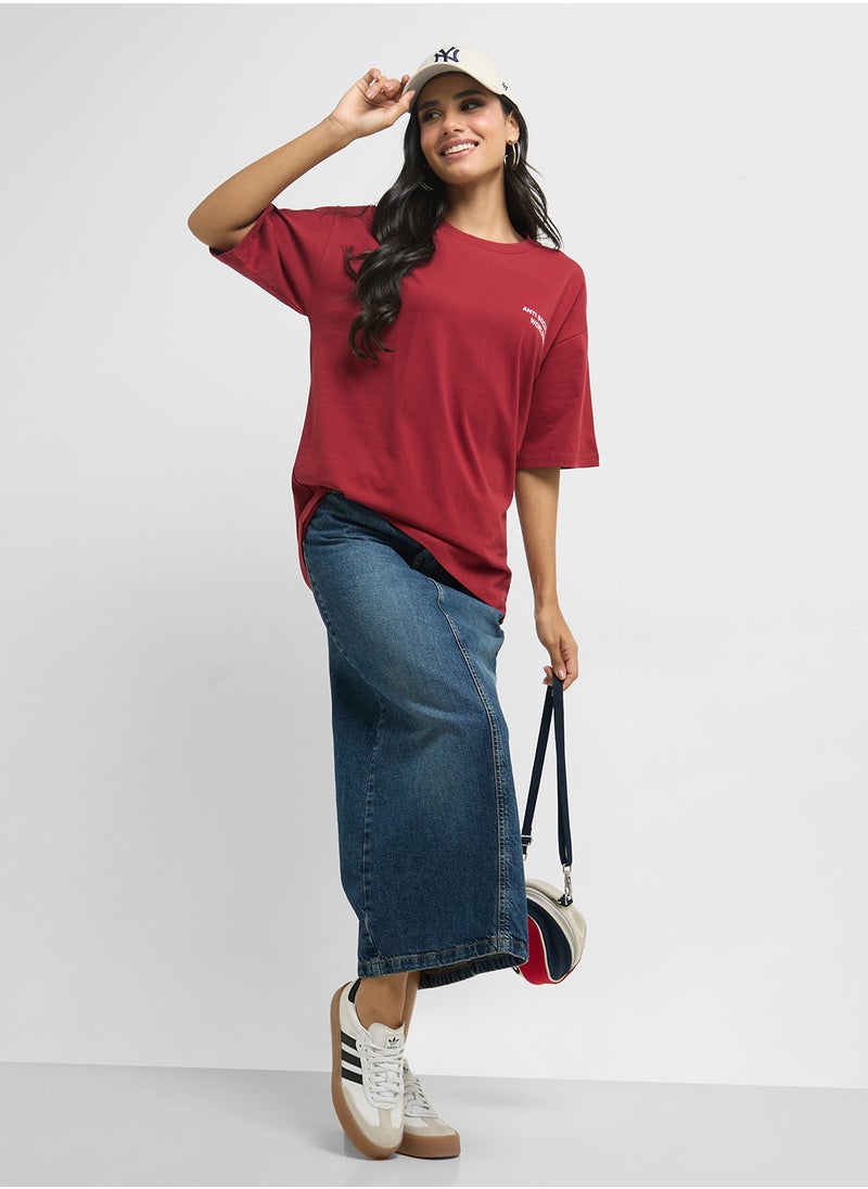 Oversize Back Print Slogan T-Shirt