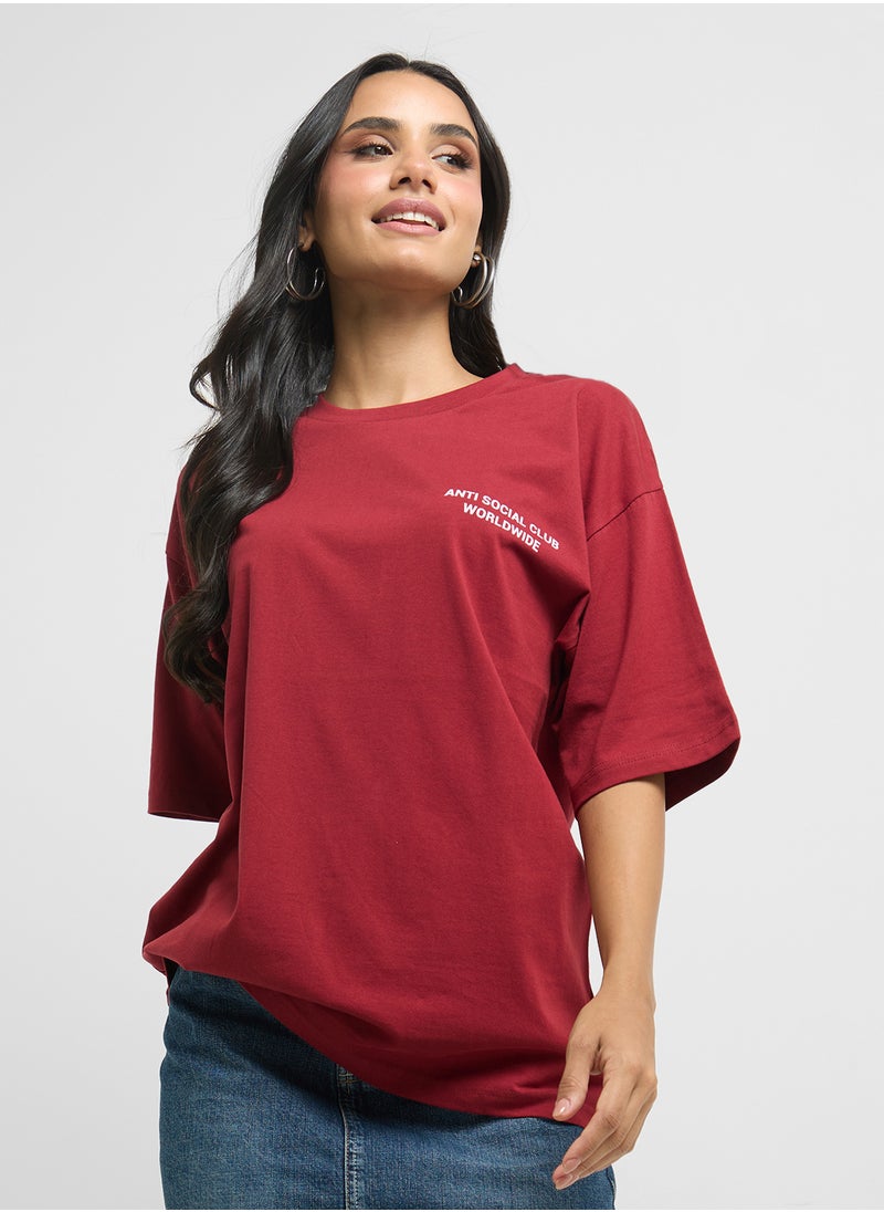 Oversize Back Print Slogan T-Shirt