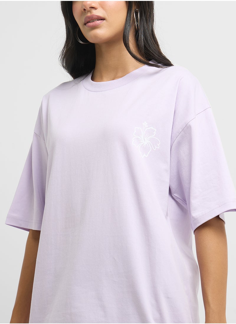 Oversize Back Print Graphic T-Shirt