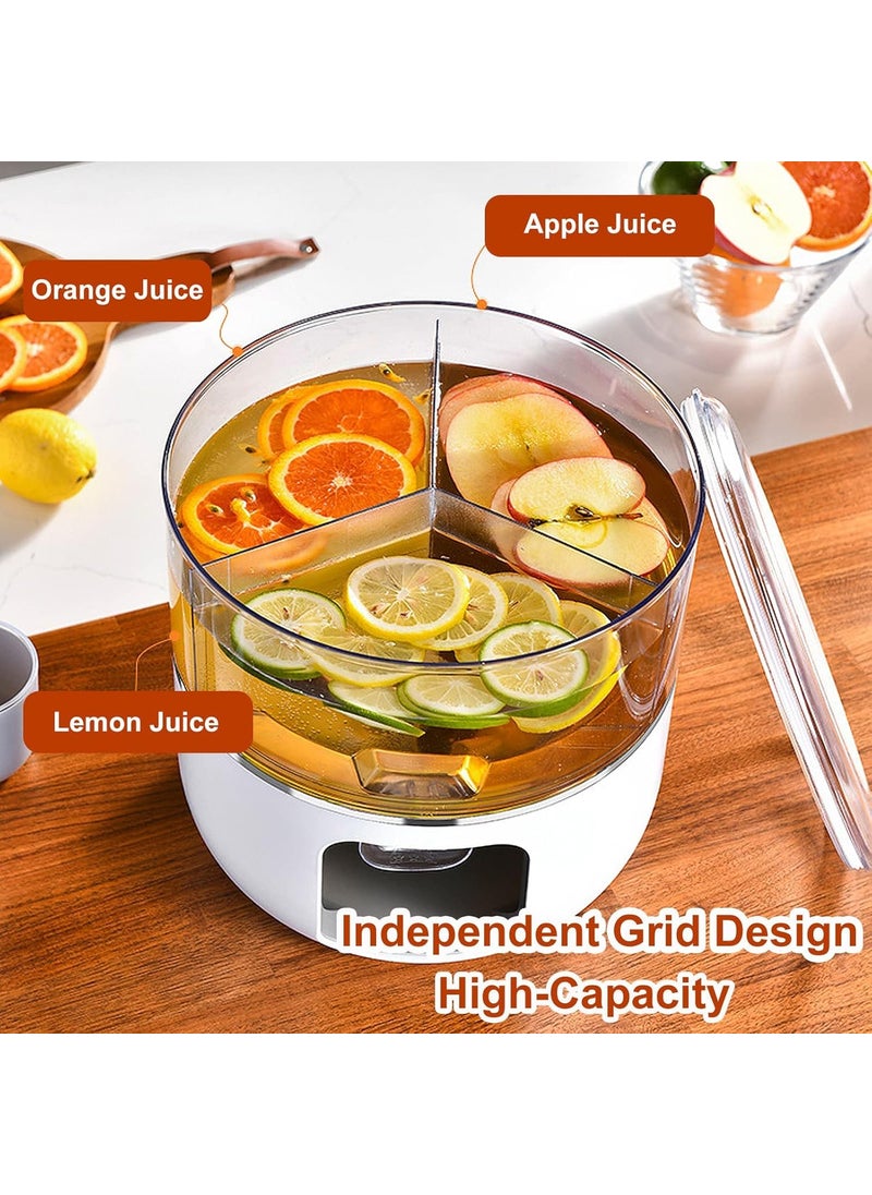 Ketumal 3 Chambers Beverage Kettle Rotating with LeakProof SpigotMilk Lemonade Dispenser Juice ContainersMini Water Dispense Fruit Teapot Milk Bucket Drink Container for Kitchen Home Party Bar