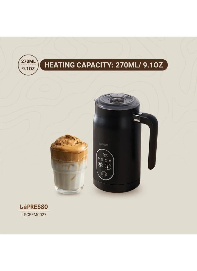 LePresso Four Froth Milk Frother, 270mL Heating Capacity, 140mL Frothing Capacity, Temperature Control, 500W, UK 3-Pin Plug - Black