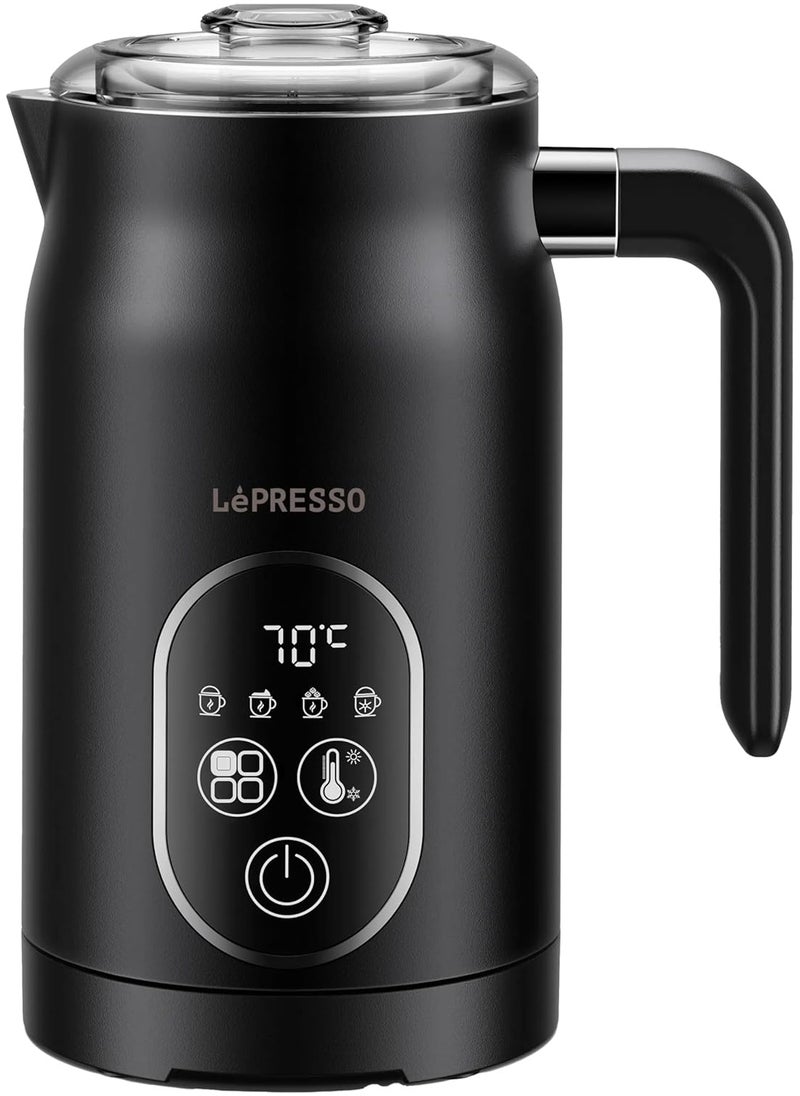 LePresso Four Froth Milk Frother, 270mL Heating Capacity, 140mL Frothing Capacity, Temperature Control, 500W, UK 3-Pin Plug - Black