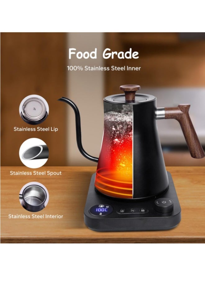 Smart Electric Coffee Maker 900ML, Coffee Pot 1200W Power Knob Smart Temperature Adjustment with Digital Display, Suitable for Coffee and Tea, Home, Office, Black