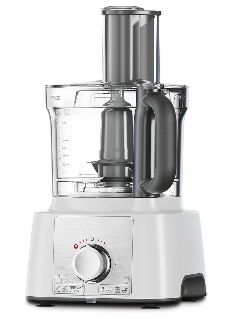 Food Processor 1000W Multi-Functional With 3L Bowl, 2 Stainless Steel Disks, Blender, Grinder Mill, Whisk, Dough Maker Fdp65.400Wh White
