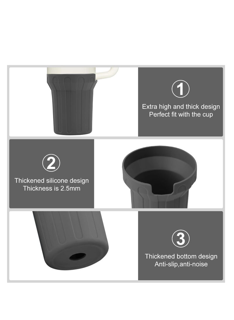 Silicone Boot for Stanley Cup 40oz,Beige Boot Sleeve Cover Fit with Stanley H2.0 and Quencher Adventure Tumbler Accessories, Noise Reduction & Impact Protection, Anti-Slip Texture (Grey, 40 oz)