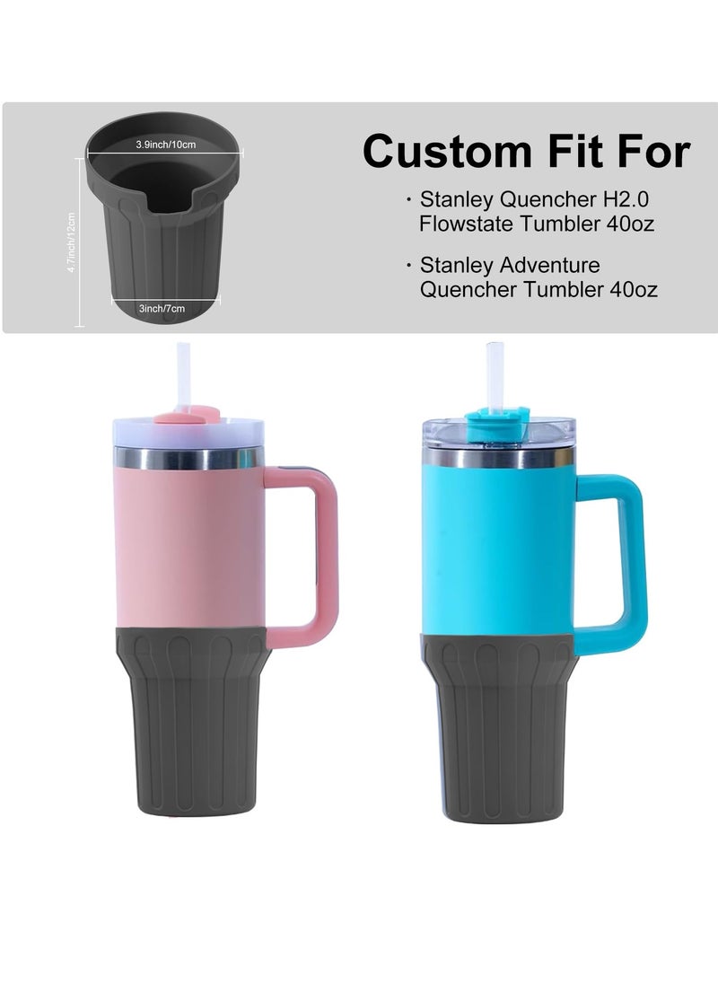 Silicone Boot for Stanley Cup 40oz,Beige Boot Sleeve Cover Fit with Stanley H2.0 and Quencher Adventure Tumbler Accessories, Noise Reduction & Impact Protection, Anti-Slip Texture (Grey, 40 oz)