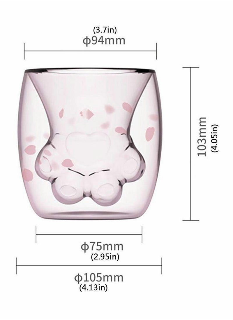 Cat Paw Cup, Cute Cat Mugs, Sparks Claw Glass Double Wall Cat Coffee Mugs