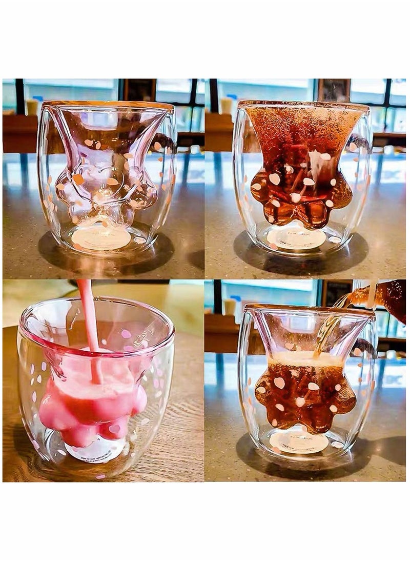 Cat Paw Cup, Cute Cat Mugs, Sparks Claw Glass Double Wall Cat Coffee Mugs
