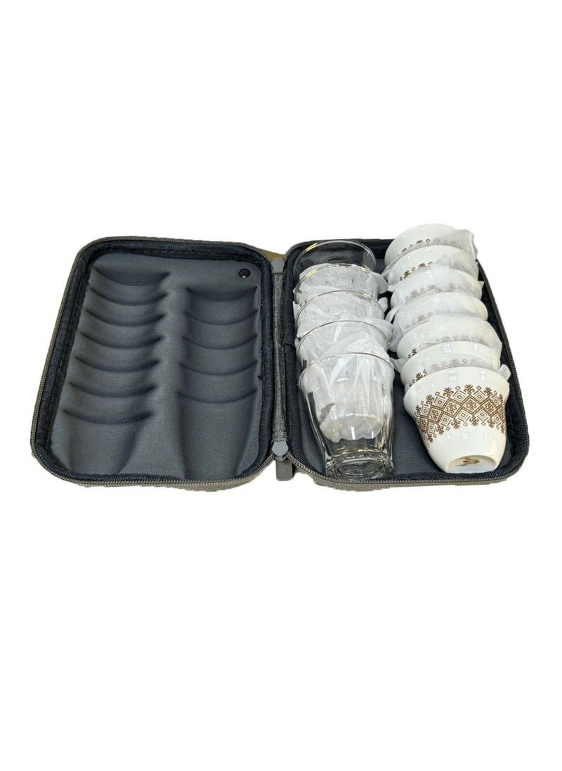 FULL BAG SET OF 5 TEA CUPS WITH 7 COFFEE CUPS #GREY