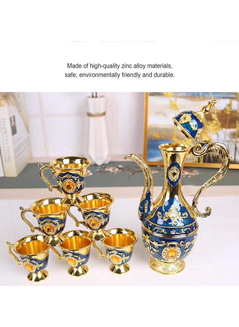 Tea Set, Vintage Coffee Pot Set with 6 Coffee Cups and Tea Tray for Family Wedding Favours Tea Party