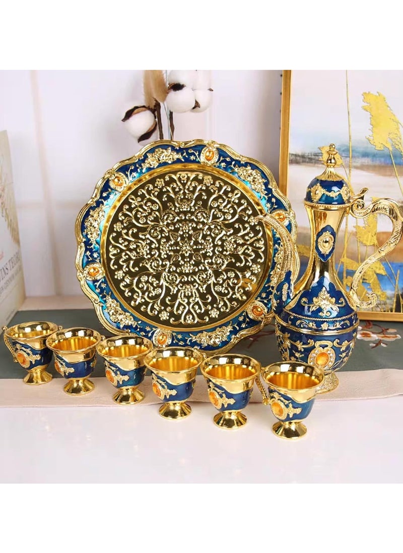 Tea Set, Vintage Coffee Pot Set with 6 Coffee Cups and Tea Tray for Family Wedding Favours Tea Party