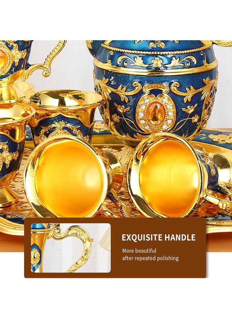 Tea Set, Vintage Coffee Pot Set with 6 Coffee Cups and Tea Tray for Family Wedding Favours Tea Party