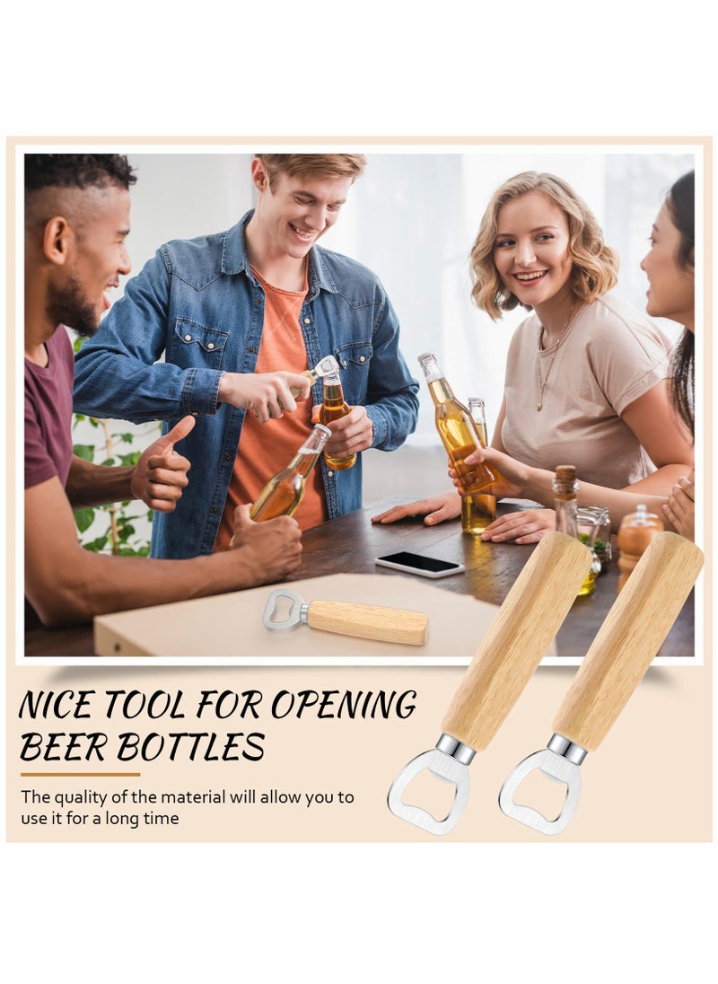 20-Piece Stainless Steel Bottle Opener Set with Wooden Handle - Engraved Bartender Gift for Weddings, Parties, Home, Kitchen, Bar, and Restaurant Use. Perfect for Beer, Cider, and Wine.
